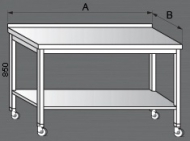 Nerezový pracovní stůl pojízdný.