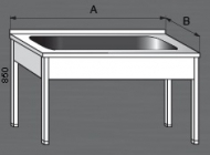 Nerezový mycí stůl velký s jedním dřezem.