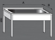 Nerezový mycí stůl velký prolisovaný s jedním dřezem.