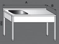 Nerezový mycí stůl s odkládací plochou 1x dřez.