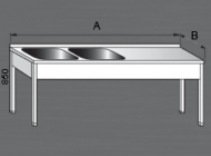 S nerezovým mycím stolem s odkládací plochou 2x dřez můžete za večer umýt desítky kusů talířů i sklenic. Stůl se vyrábí na zakázku.