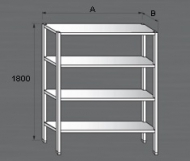 Nerezový regál s policemi
