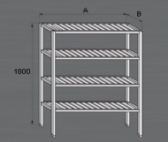 Nerezový regál s roštovými policemi