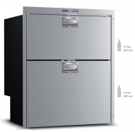 Kompresorová chladnička VITRIFRIGO DW210 RFX 12/24V se dvěma šuplíky (horní zásuvka lednice 78l, spodní zásuvka lednice 104l).