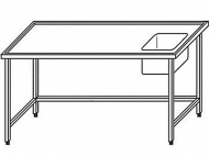 Výčepní stůl 240x70x90cm 1x dřez 40x34x25cm vpravo.
