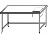 Výčepní stůl 180x70x90cm 1x dřez 40x34x25cm vpravo.