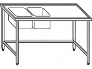 Výčepní stůl 180x70x90cm 2x dřez 40x34x25cm vlevo.