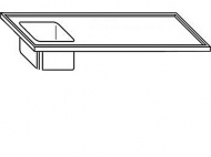 Výčepní deska 240x70x3,5cm 1x dřez 40x34x25cm vlevo.